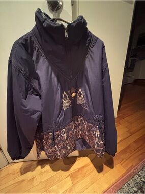 Sunice Purple Pullover Ski Jacket with Beige Patterned Hem